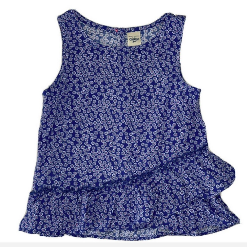 OshKosh B'gosh Girls Sleeveless Dress ~ Ruffle ~ Blue Floral ~ 3T ~ NWT